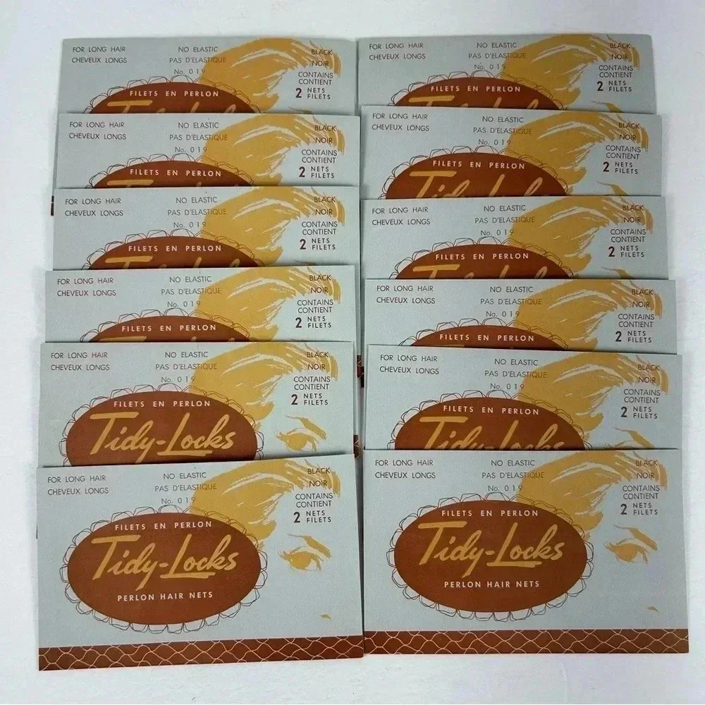 NEW tidy locks 1950s Vintage Hair Nets  x 12 packages black